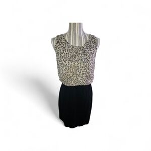 Paul Costelloe Women's Leopard Print Sleeveless Dress with Black Bottom Size 8